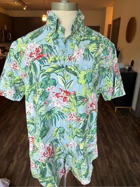 Ralph Lauren Light Blue Tropical Floral Button-Down Shirt